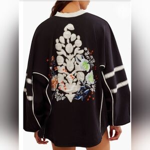 FREE PEOPLE MOVEMENT RUGBY LAYER EMBROIDERED PIANO FLORAL